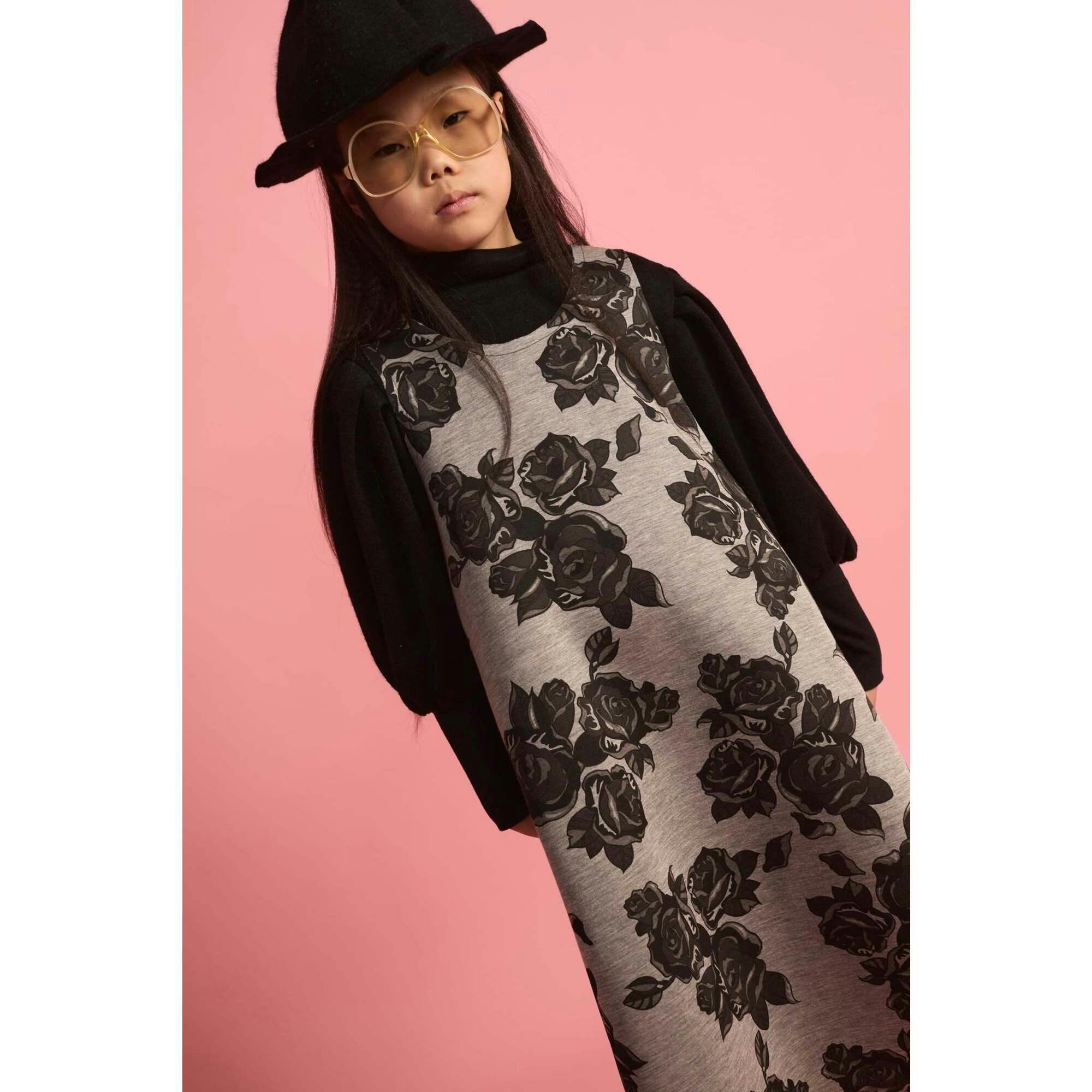 Black Flower Neoprene Apron Dress