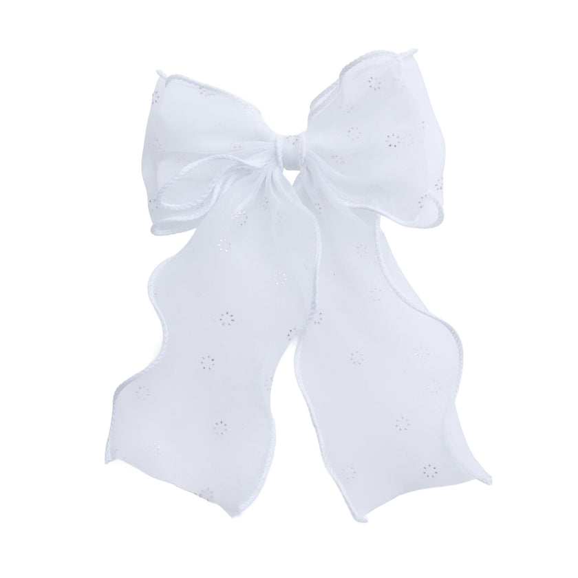 White Sheer Bow Hair Clip