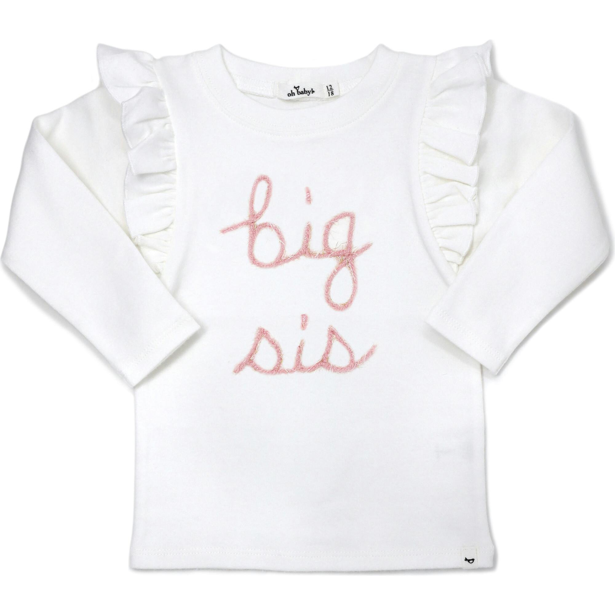 Millie Long Sleeve Tee in 'big sis' Pink Eyelash Writing