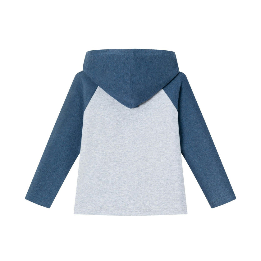 Kids Heather Grey/Navy Jersey Hooded Tee