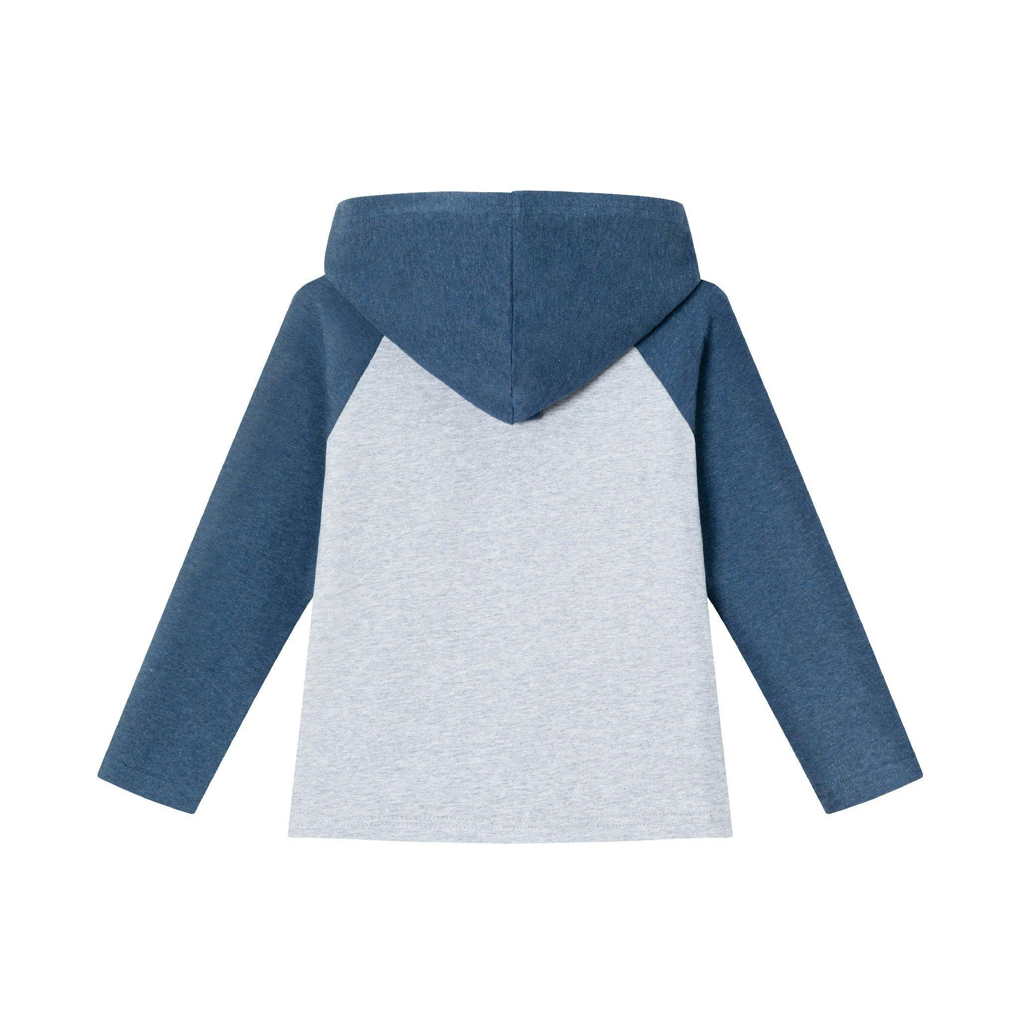 Kids Heather Grey/Navy Jersey Hooded Tee