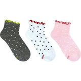 Ditsy Dot Ruffle 3-Pack Quarter Socks for Toddlers and Kids