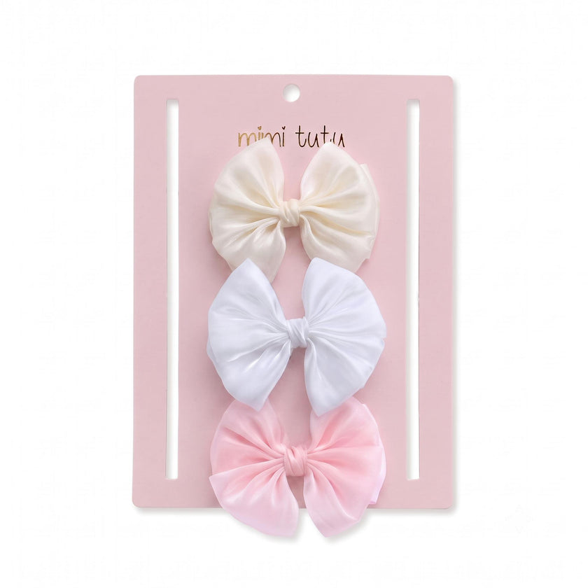Multicolor Satin Bow Clip Set