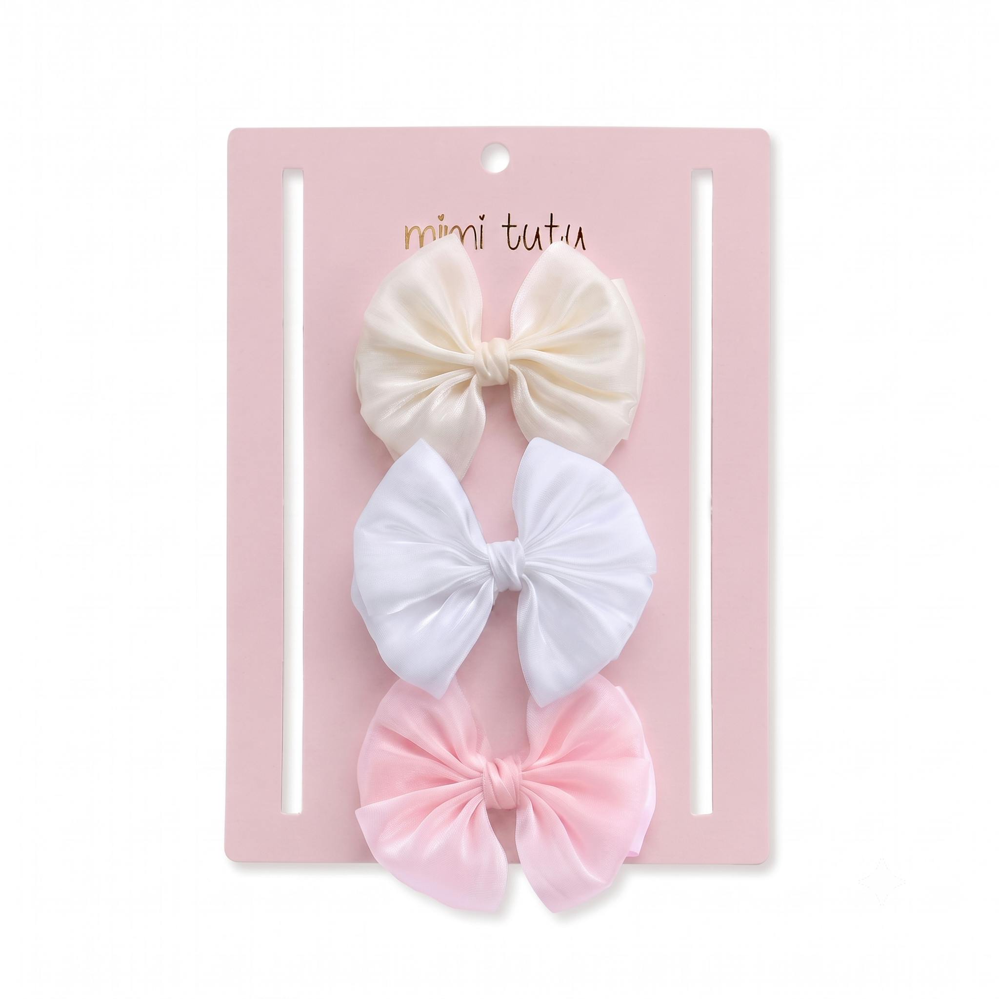 Multicolor Satin Bow Clip Set