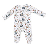 Southern Woodland Animals Green - 2 Way Zipper Footie
