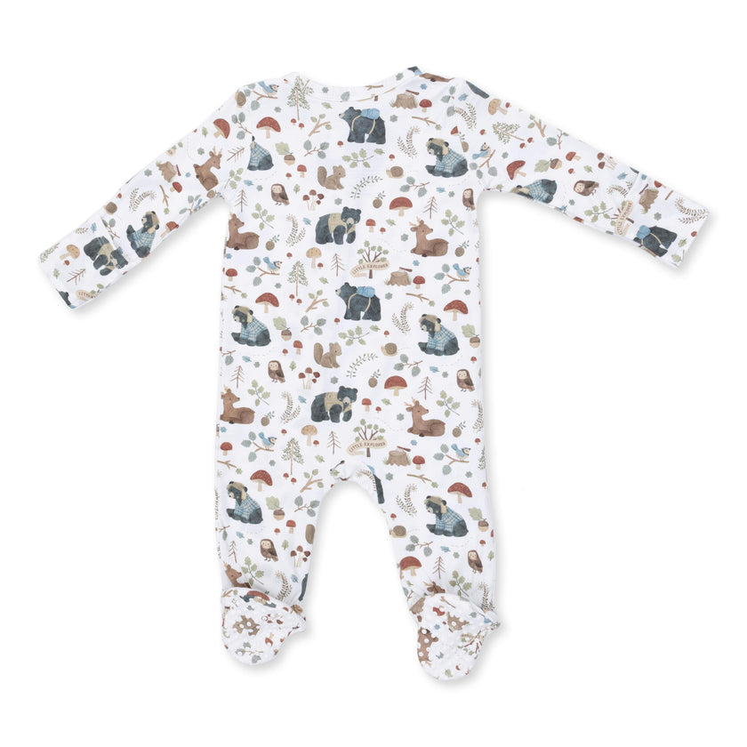 Southern Woodland Animals Green - 2 Way Zipper Footie