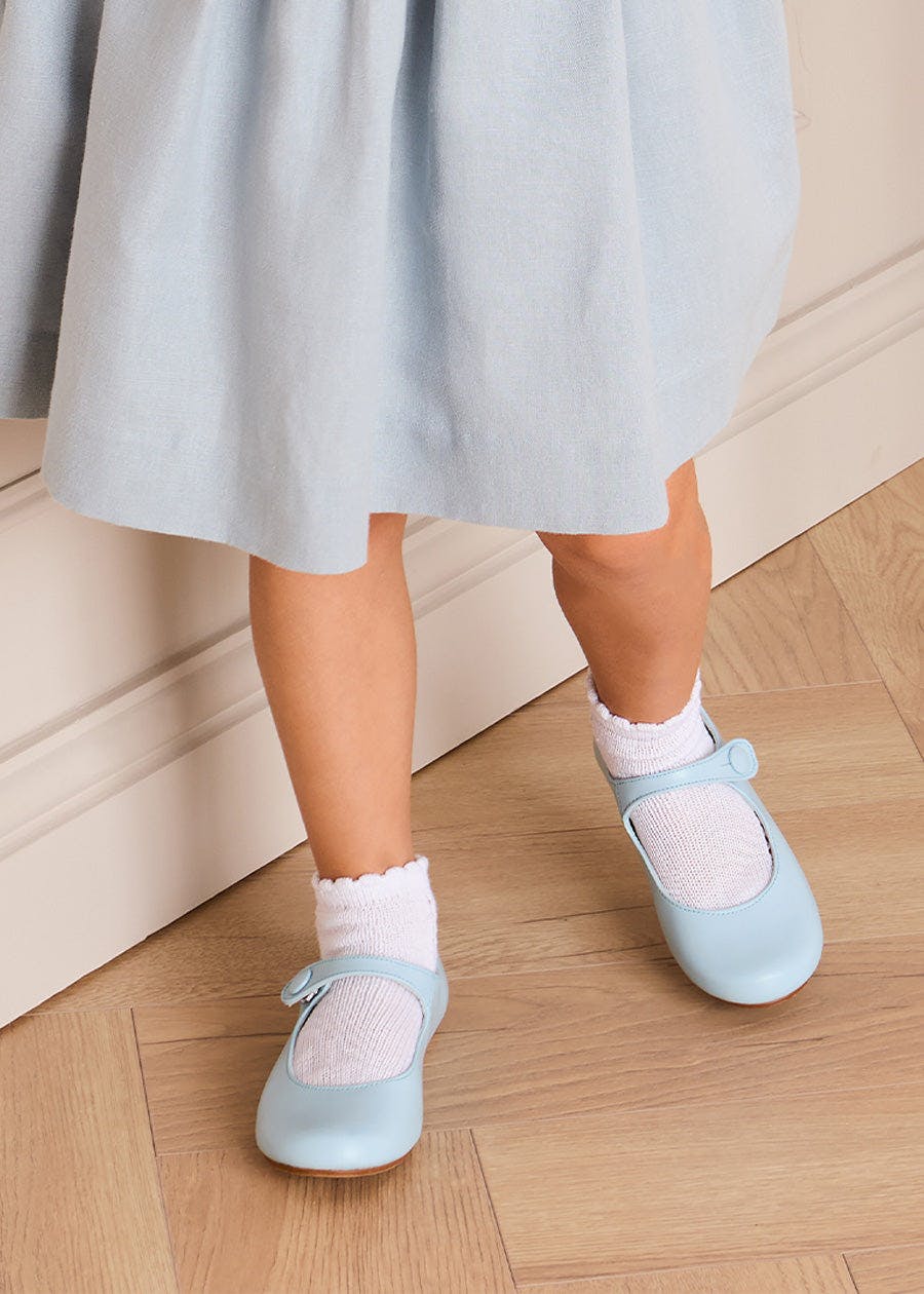 Leather Mary Jane Shoes in Sky Blue (24-35EU)