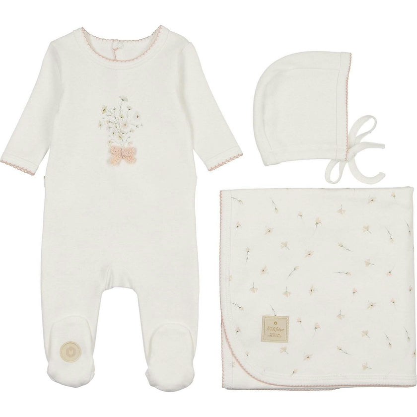 Nature's Florals Layette Set Ivory & Rose