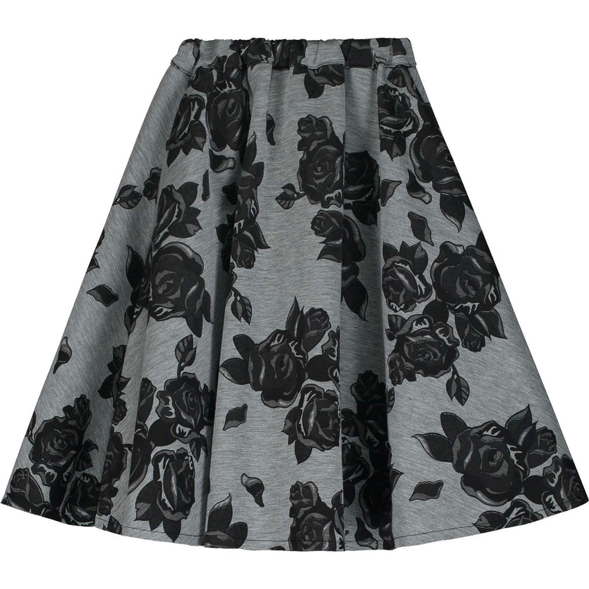 Black Flower Neoprene Skirt