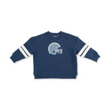 Football Helmets - Drop Sleeve Sweatshirt with Varsity Stripes Blue Helmet
