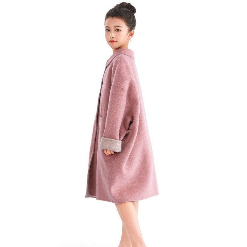 Pink Wool Coat with Peter Pan Collar