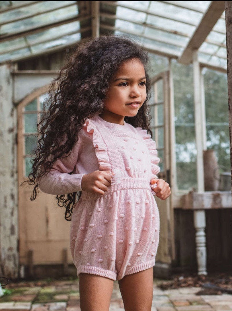 Ruffled Popcorn Romper | cashmere/ merino