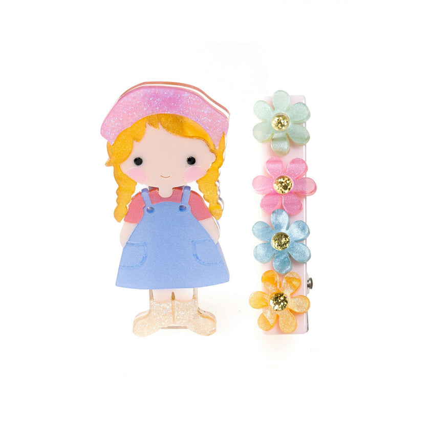 Garden Girl & Flowers Hair Clips