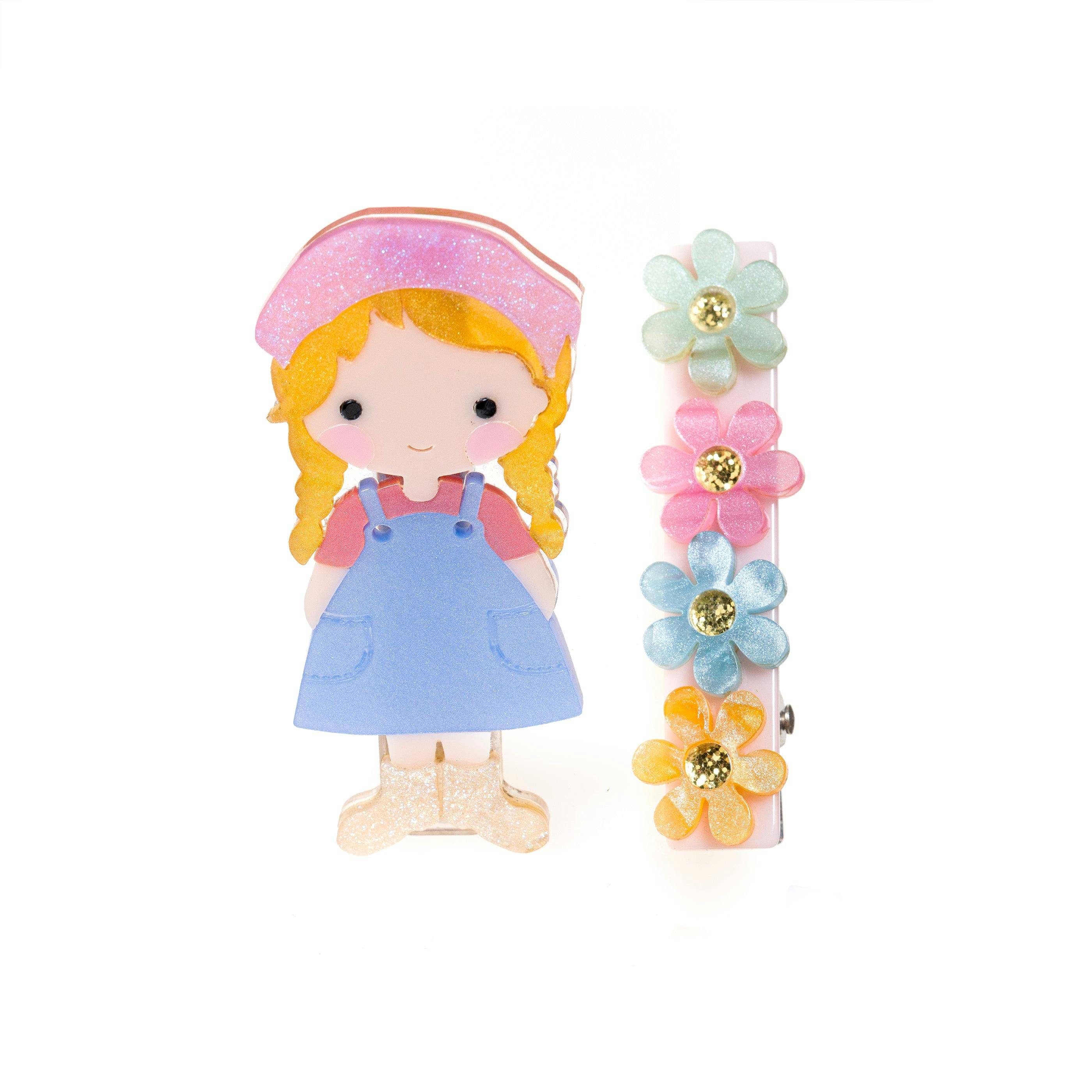 Garden Girl & Flowers Hair Clips