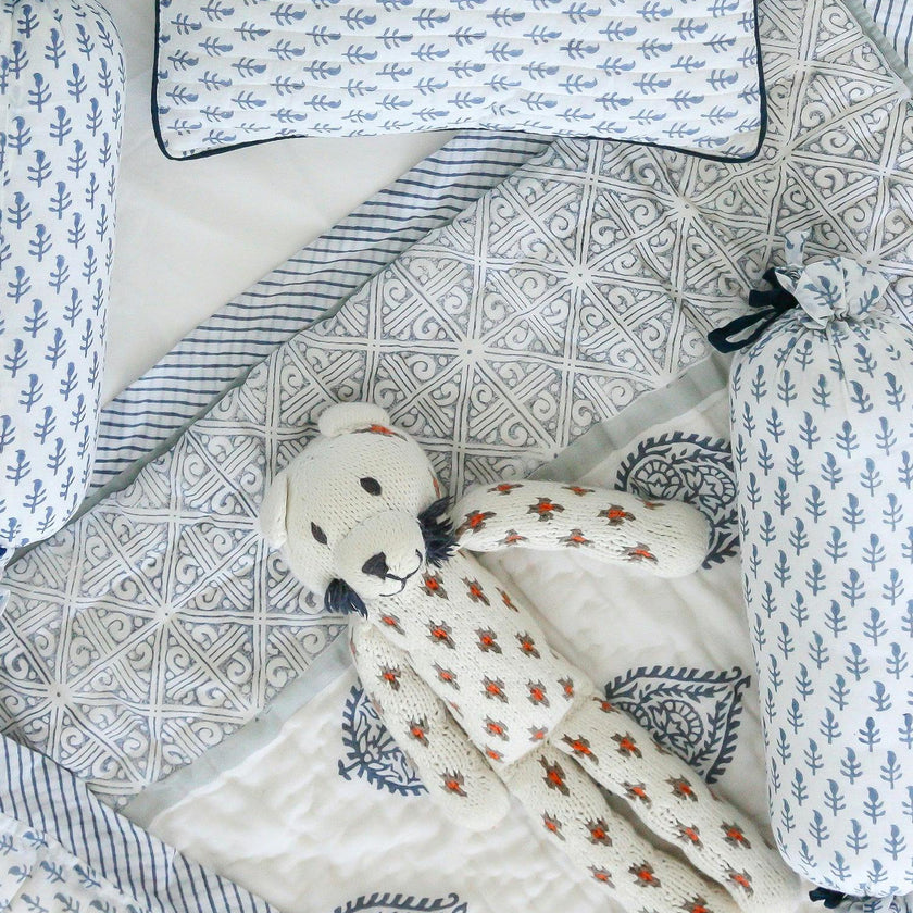 Block-Printed Cotton Crib Quilt