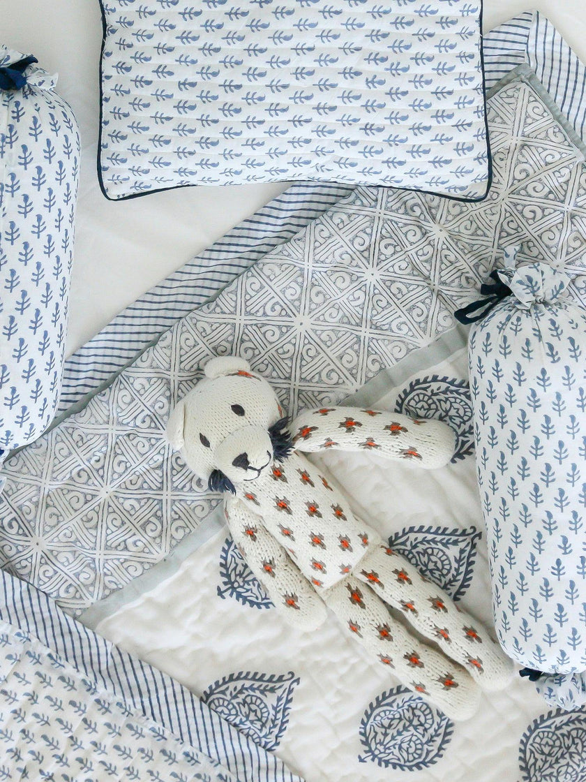 Block-Printed Cotton Crib Quilt