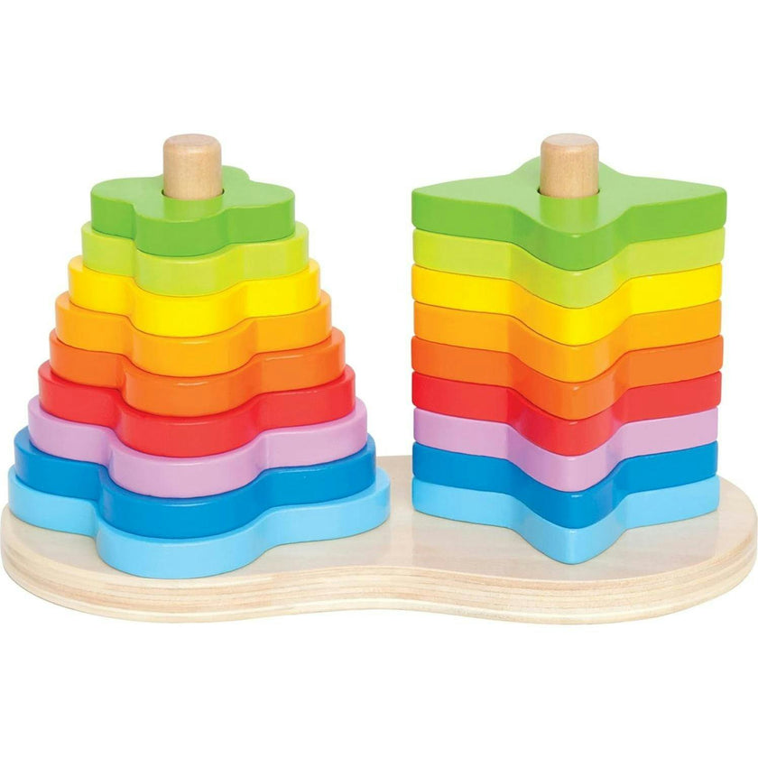 Hape: Double Rainbow Stacker&nbsp;- Wooden Ring Set Toy