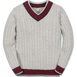 Organic Long Sleeve V-Neck Cricket Sweater, Grey