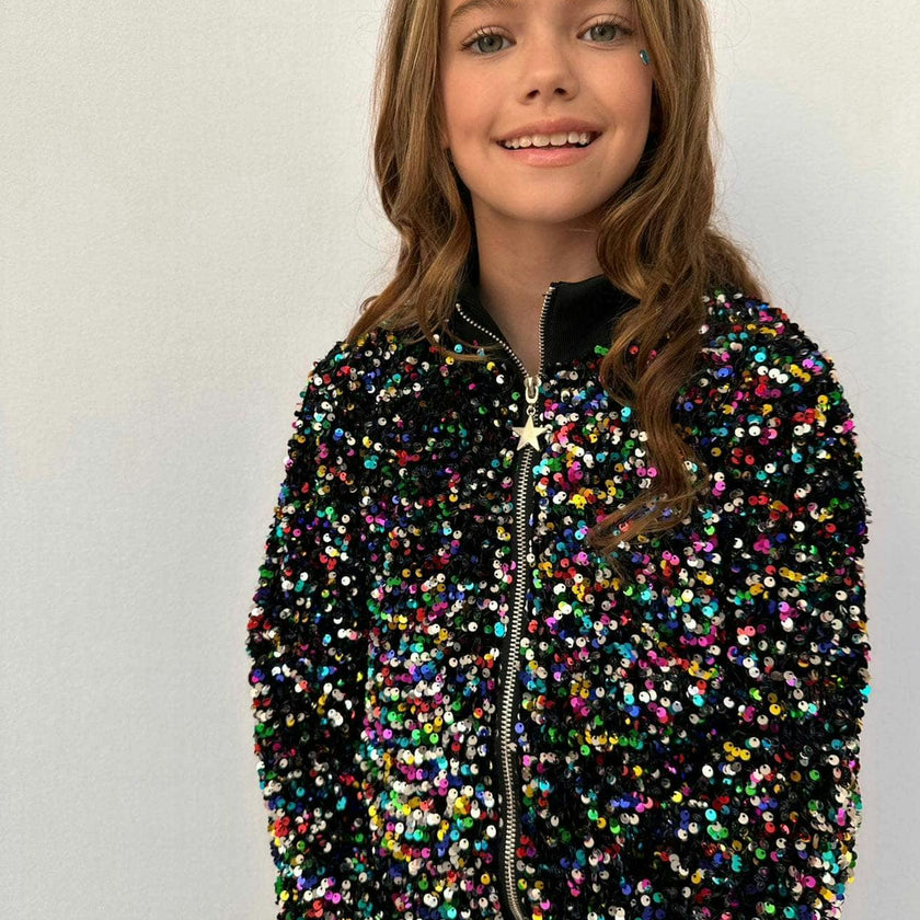 Shimmering Stardust Sequin Bomber