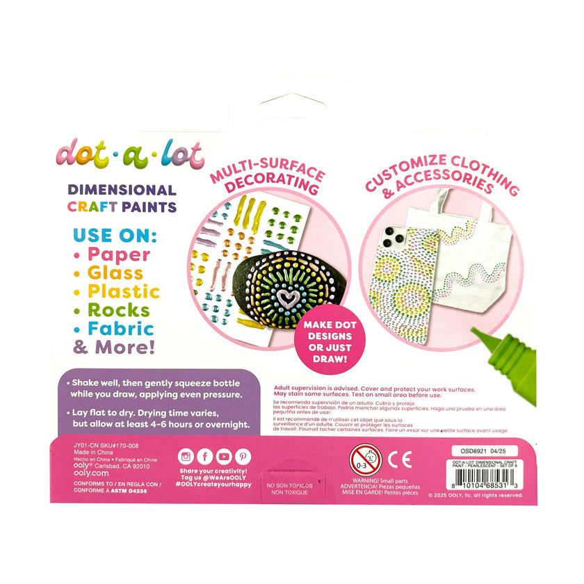 Dot-a-Lot 3D Dimensional Craft Paint - Pearlescent - Set of 8
