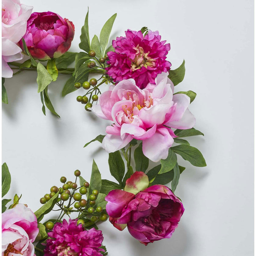 Pink Peony & Beauty Ranunculus Mixed Floral Mantel Garland Spring Summer Table Runner