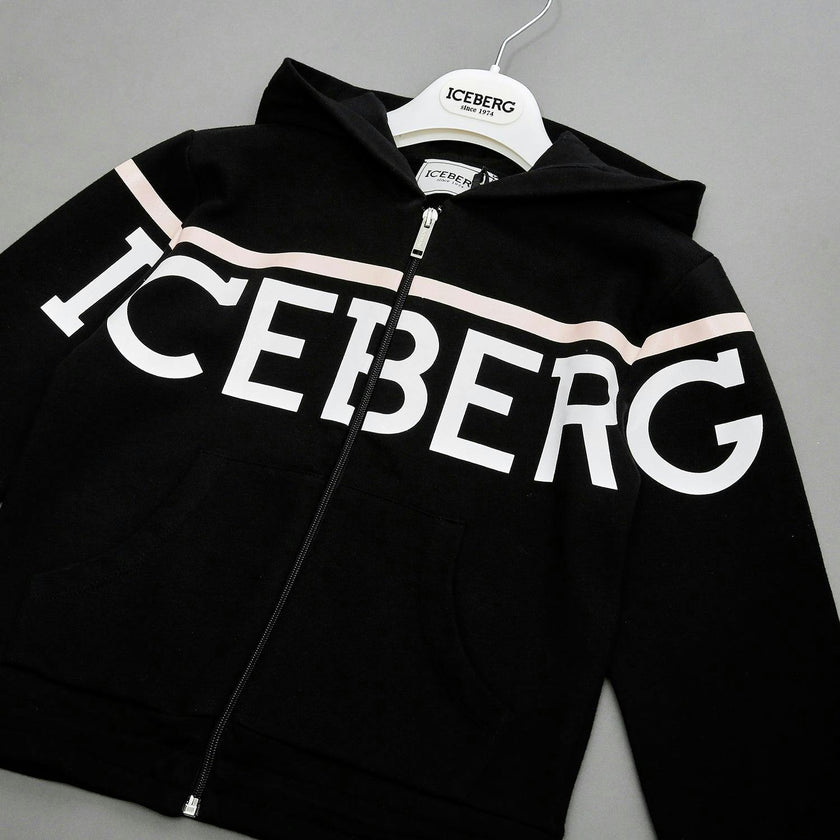 ICEBERG Logo Stripe Cinch-Waist Zip Hoodie