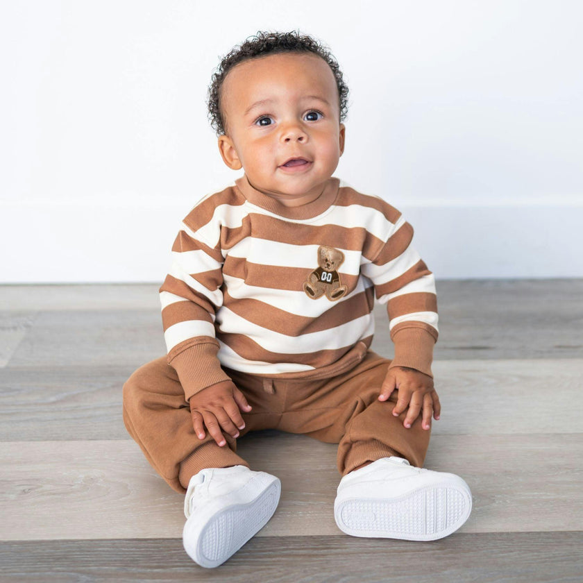Teddy Bear Patch Sweatshirt & Jogger Set
