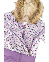 Baby Snug One Piece Snowsuit Adapted For Car Seats Purple Printed Mini Flowers