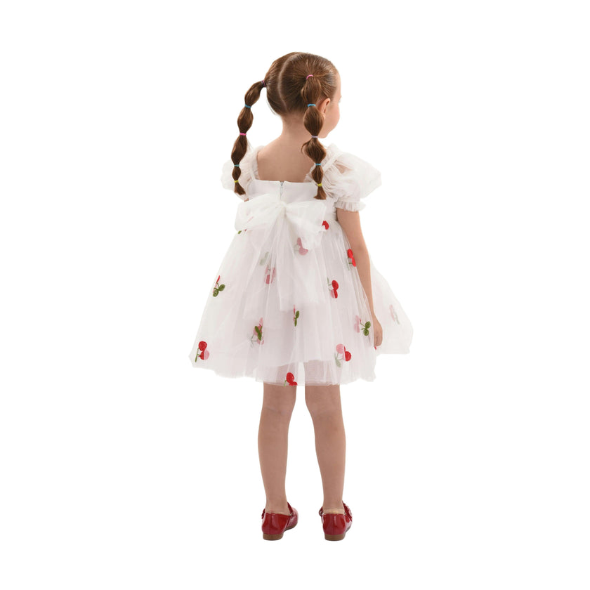 White Elysande Cherry Tulle Dress