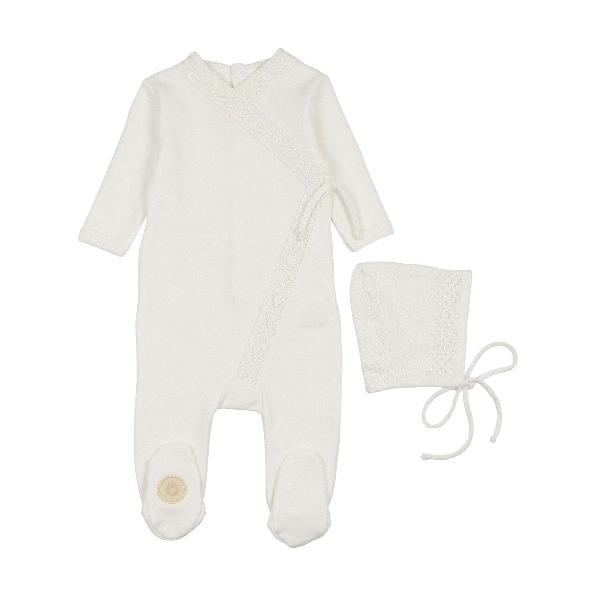 Knit Twist Footie & Hat Set Rose Smoke