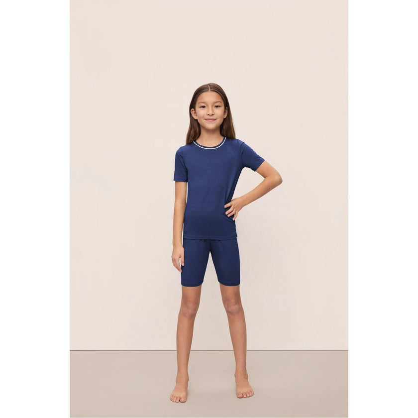Kids TENCEL™ Modal Unisex Short PJ Set, Blue