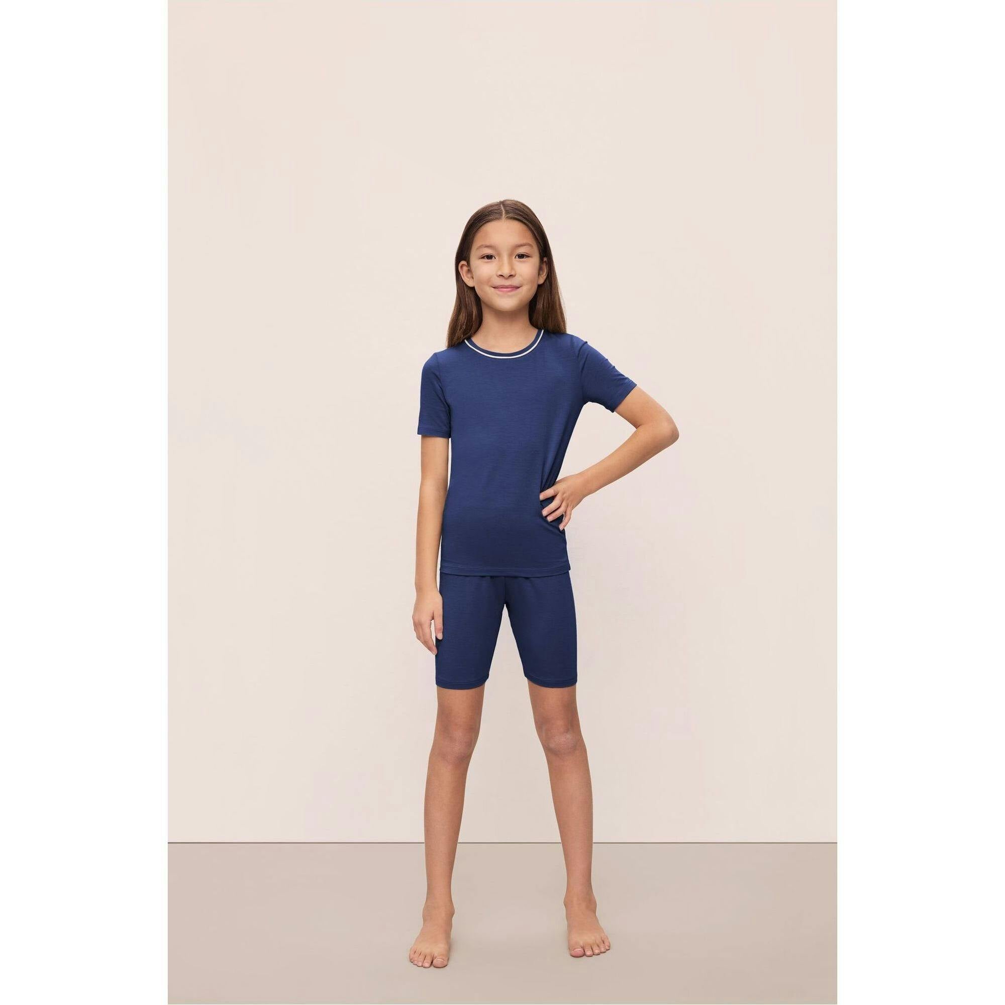 Kids TENCEL™ Modal Unisex Short PJ Set, Blue