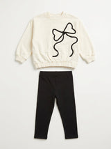 Printed Bow Baby Girls Set