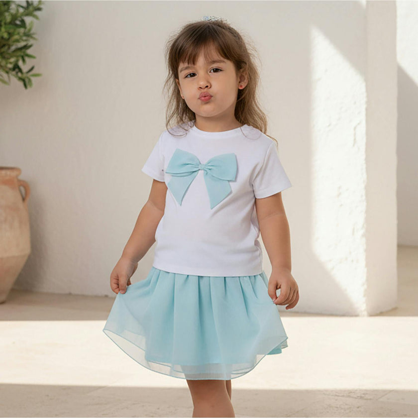 Philo Girl Skirt, Aqua Tulle