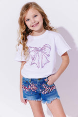 Crystal Frayed Hem Denim Short