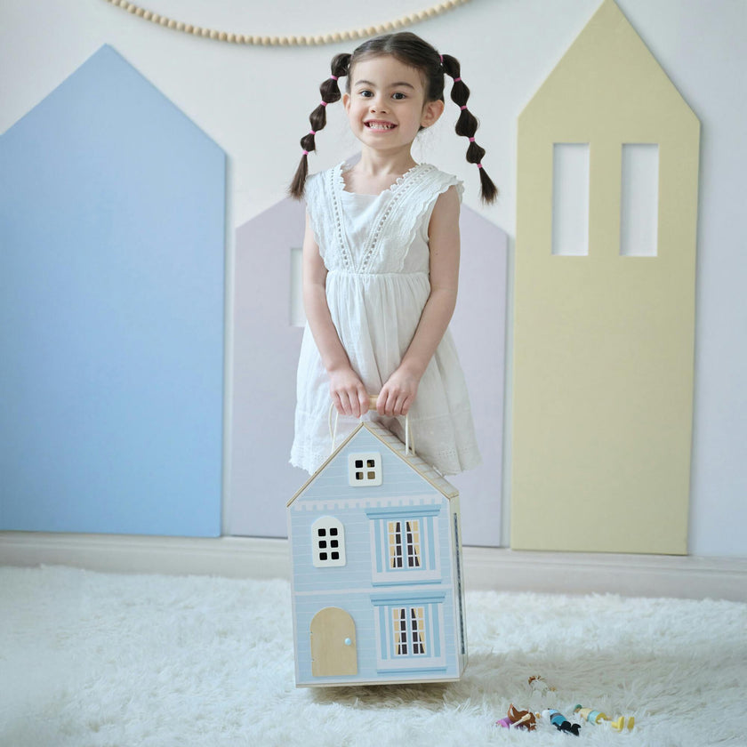 Olivia's Little World The Lovely Townhouse Wooden Carry-On Dollhouse With 18 Accessories
