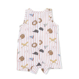 Vintage Baseball Stripe - Sleeveless Shortie Romper