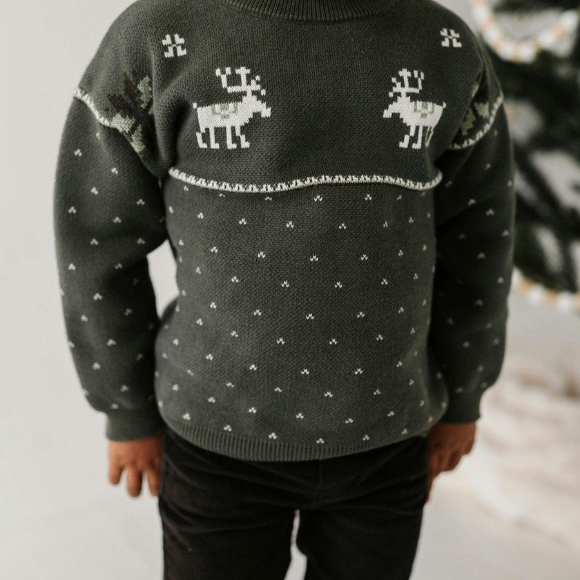 Boys Knit Sweater in Olive