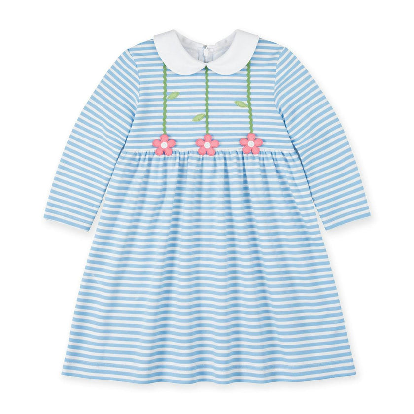 Stripe Knit Dress with Flowers