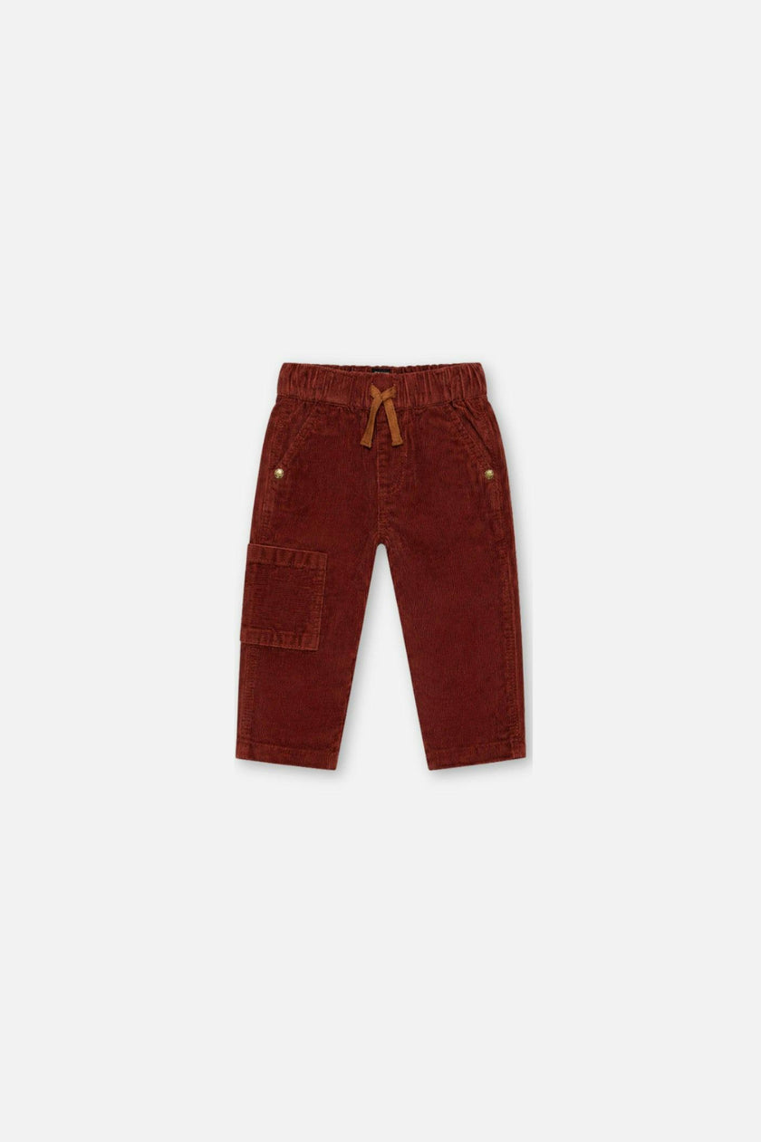 Baby Stretch Corduroy Pants with Cargo Pocket Reddish-Brown