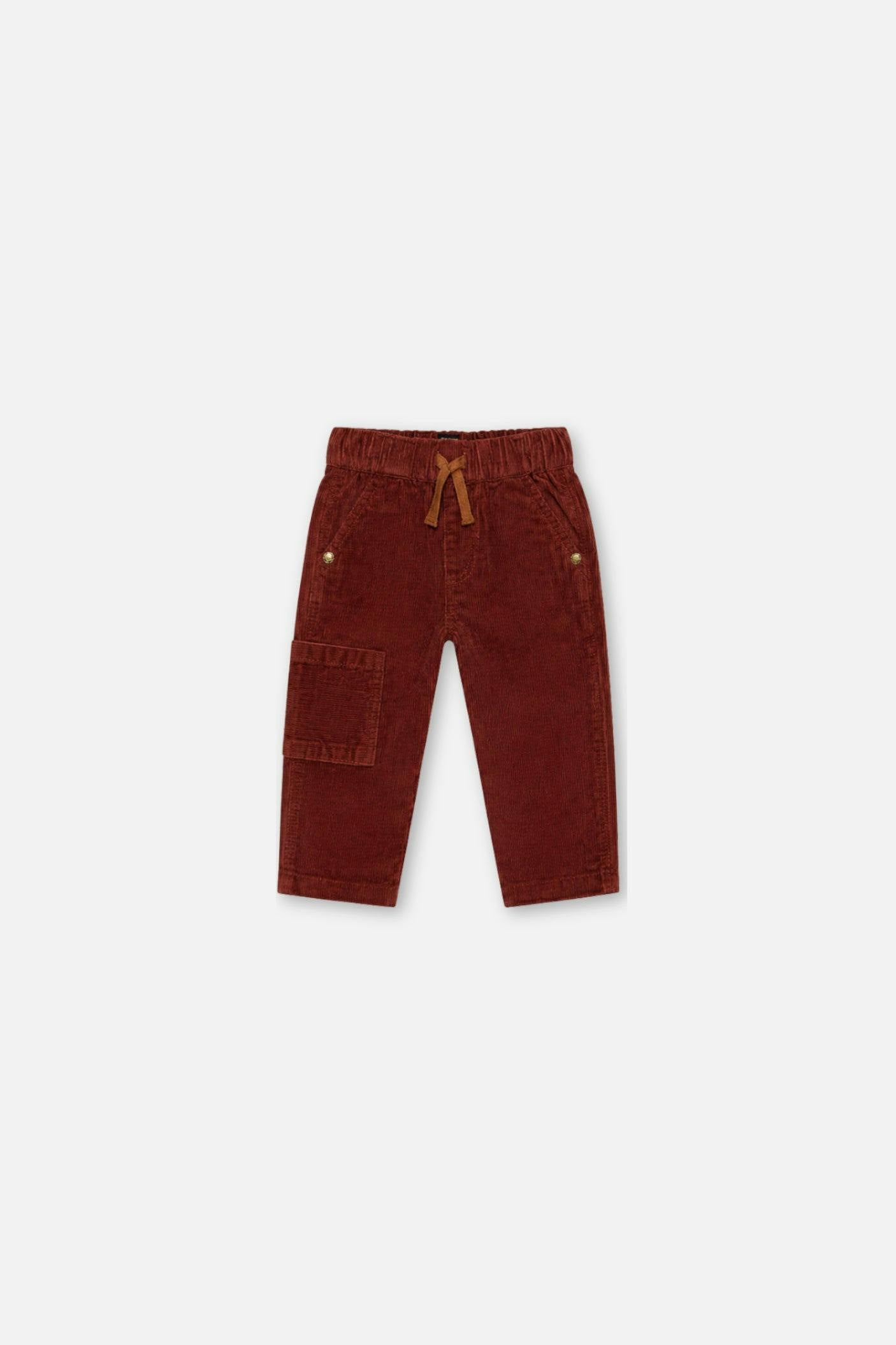 Baby Stretch Corduroy Pants with Cargo Pocket Reddish-Brown