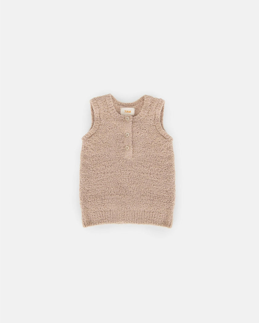 Sleeveless Henley - Fuzzy