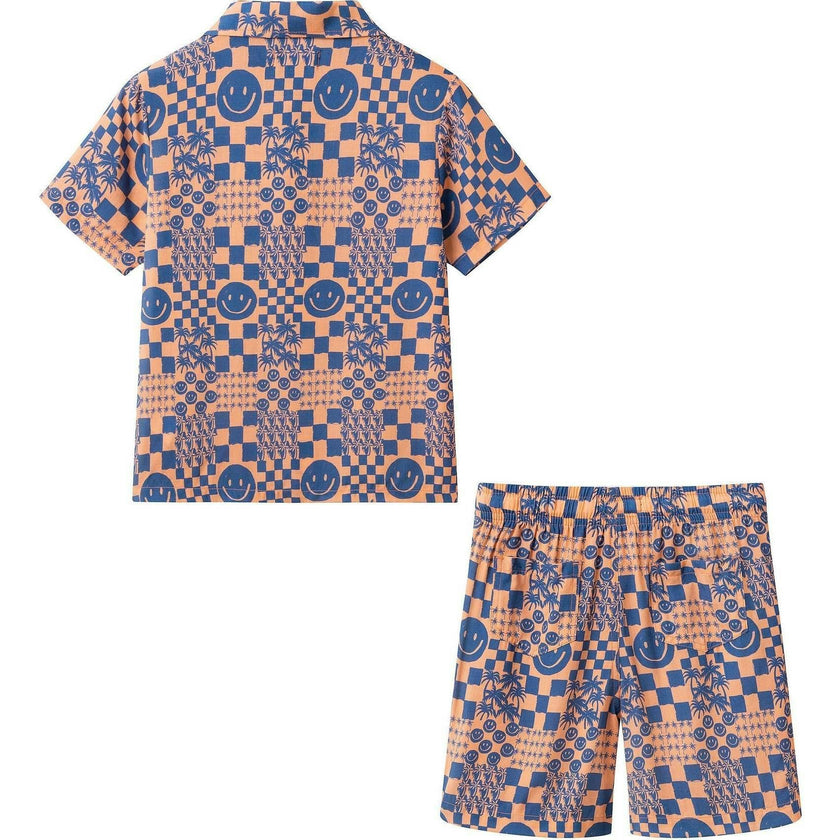 Boys Synthetic Viscose Matching Set | Geometric Smiley