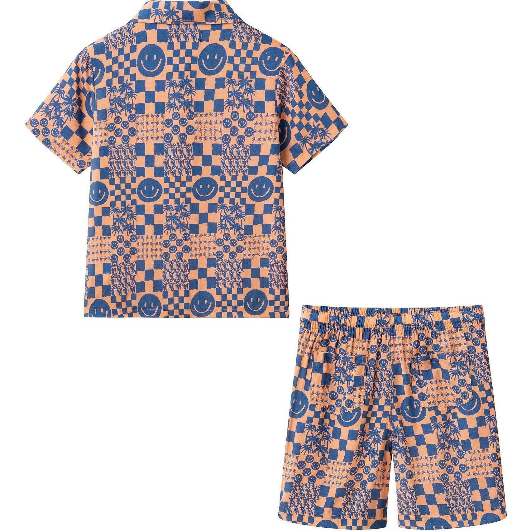 Boys Synthetic Viscose Matching Set | Geometric Smiley