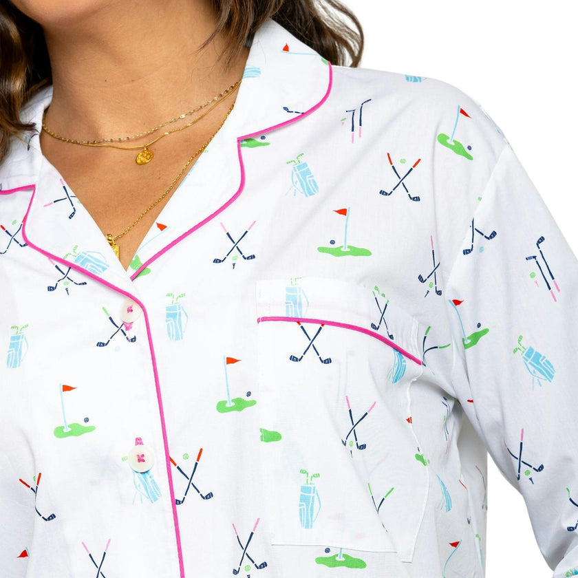 Women's Golf Night Shirt - Organic Cotton Poplin