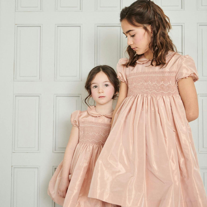 Blush Eleanor Silk Ceremony Girl Hand-Smocked Dress