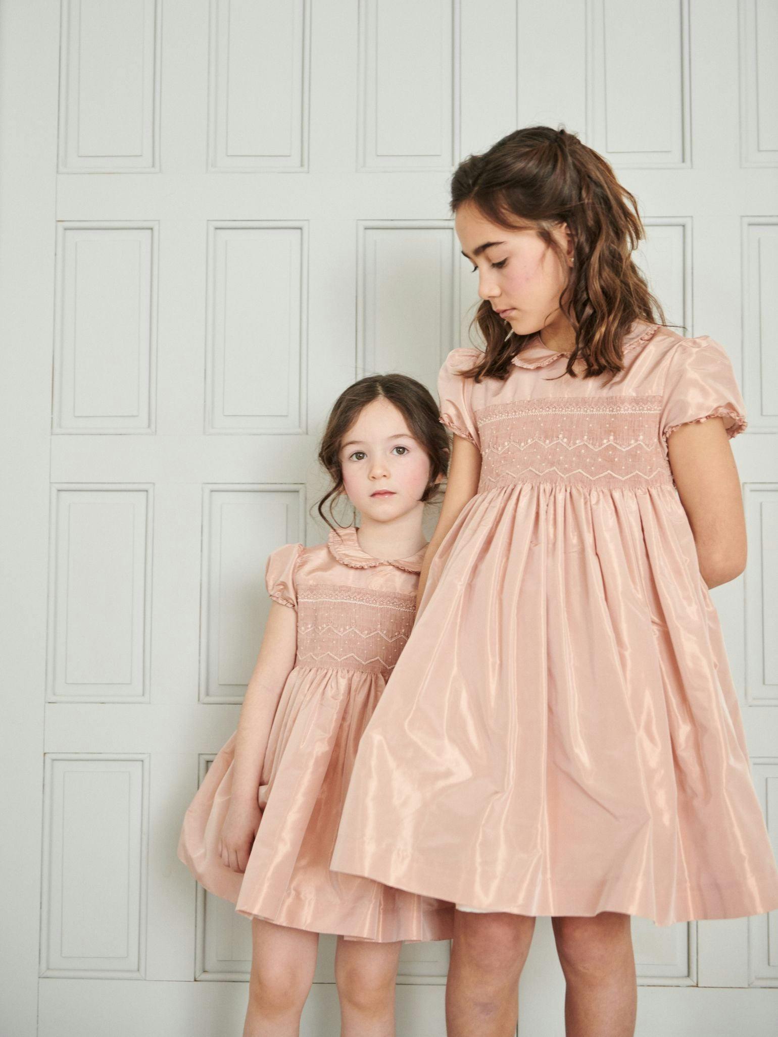Blush Eleanor Silk Ceremony Girl Hand-Smocked Dress