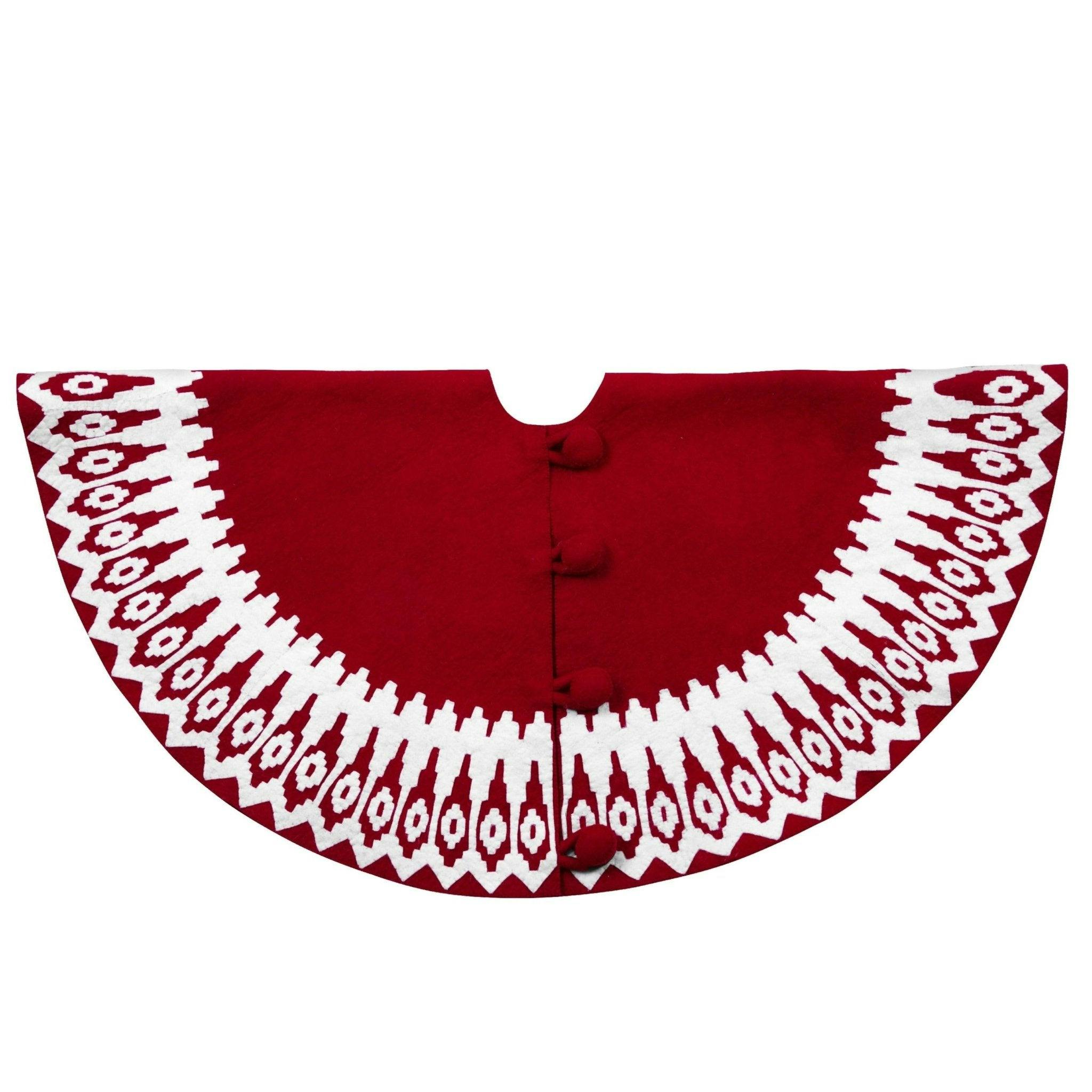 Handmade Scandinavian Design Felt Christmas Tree Skirt Red 60