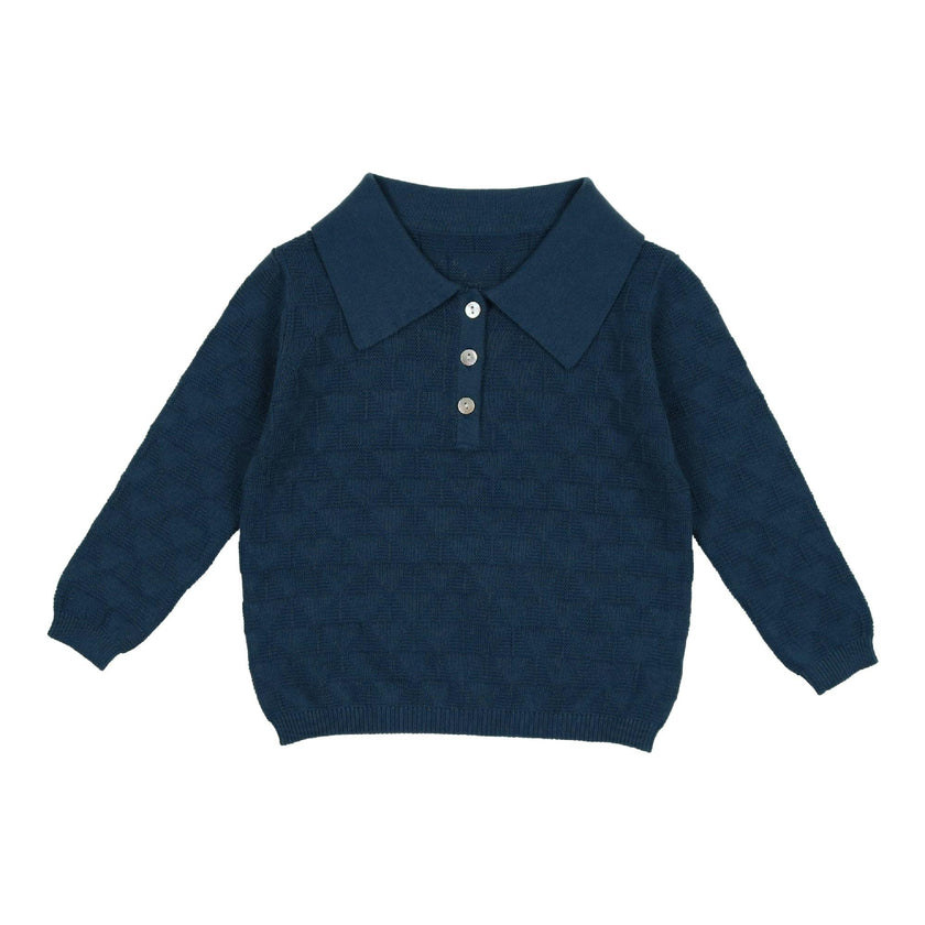Textured Triangle Classic Collared Relaxed Fit Sweater