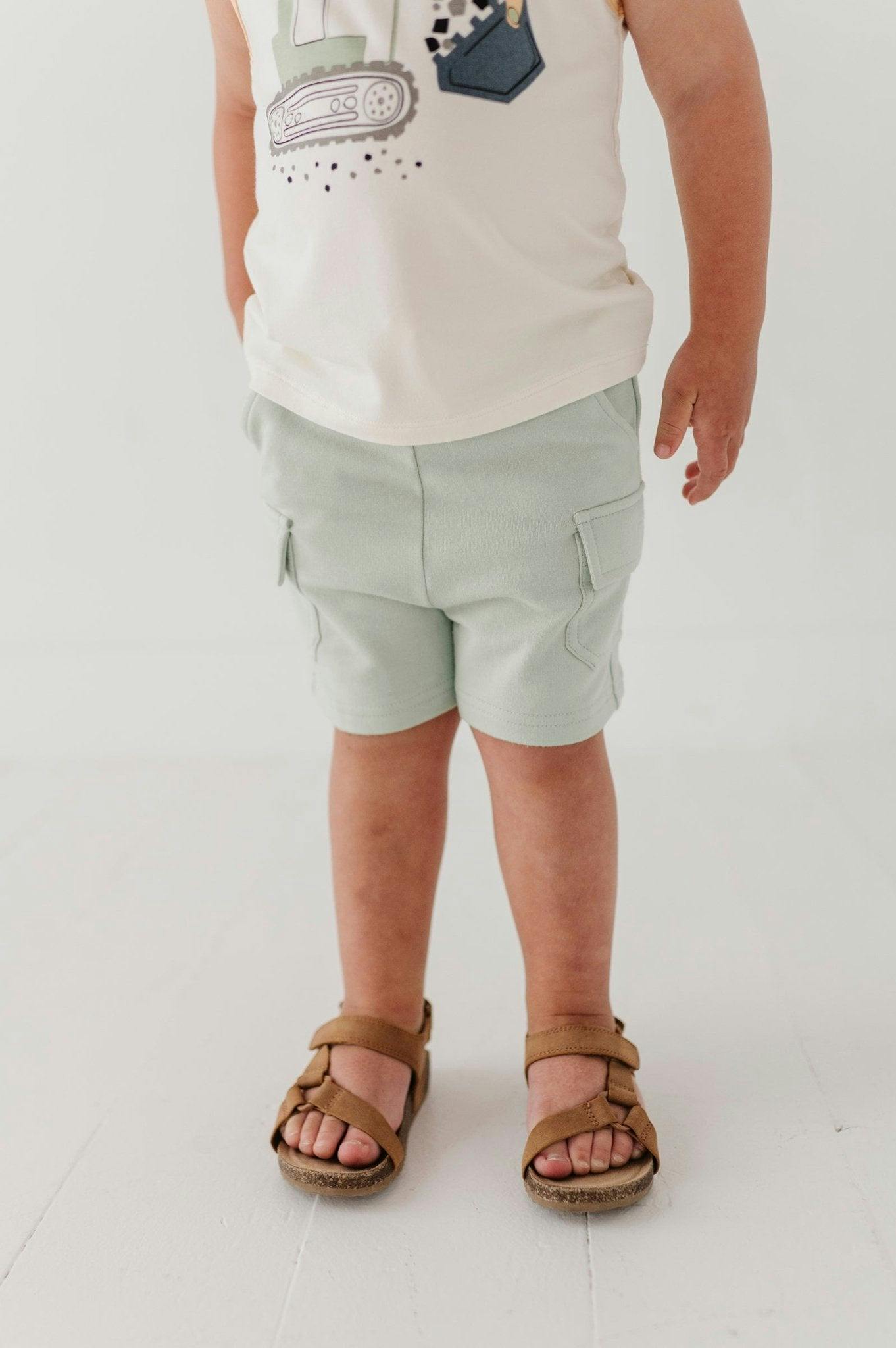 Boys Cargo Shorts in Dusty Sky Blue